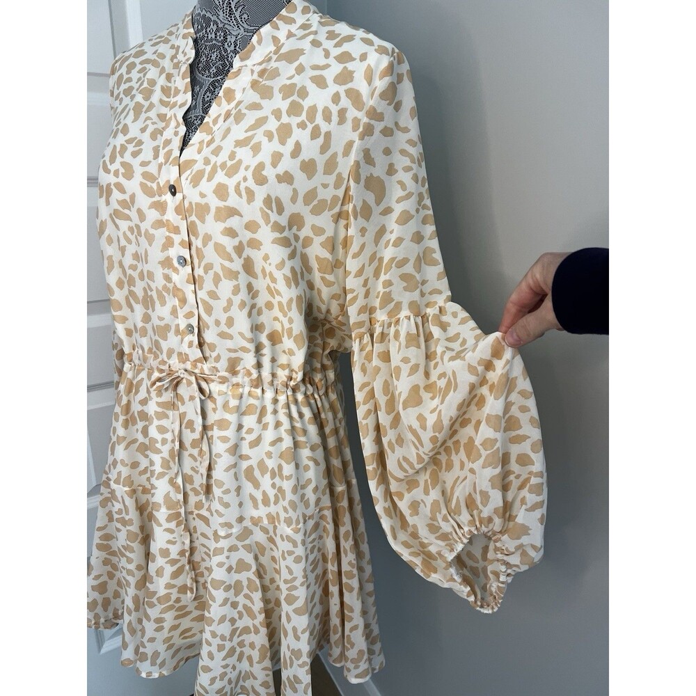 By Together Womens Light Animal Print Cinch Waist Tiered Dress NWT Retail $88 - Picture 7 of 7